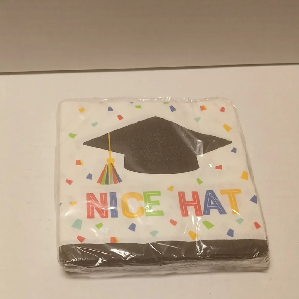 Graduation Celebration Napkins Black Multicolor NWT
